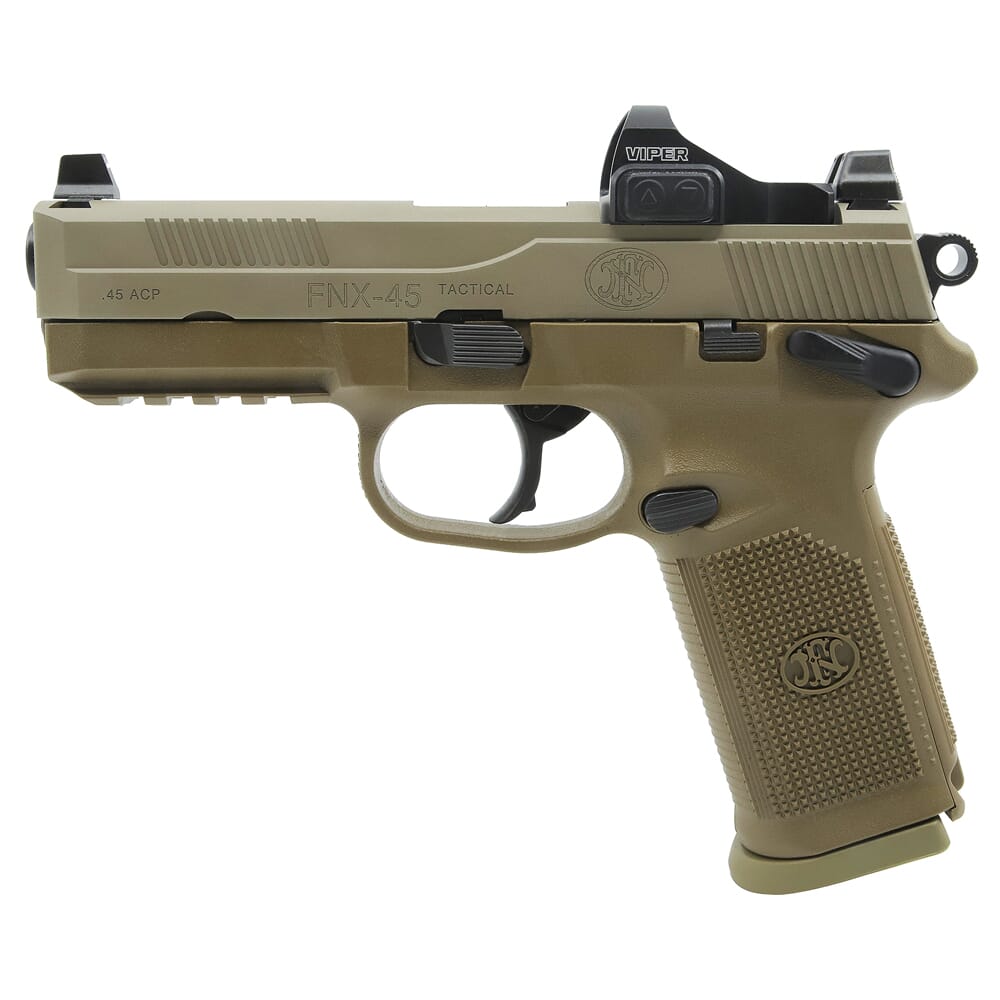 FN FNX 45 Tactical 45 ACP FDE FDE Non Threaded Pistol With 2x10