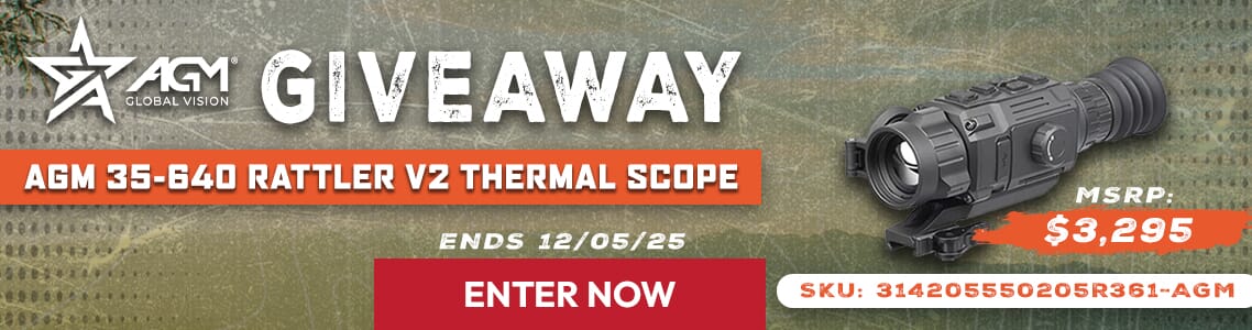 AGM Rattler V2 Giveaway! 1 winner will win one AGM 35-640 Rattler V2 12um 640x512 50Hz 35mm Thermal Riflescope!