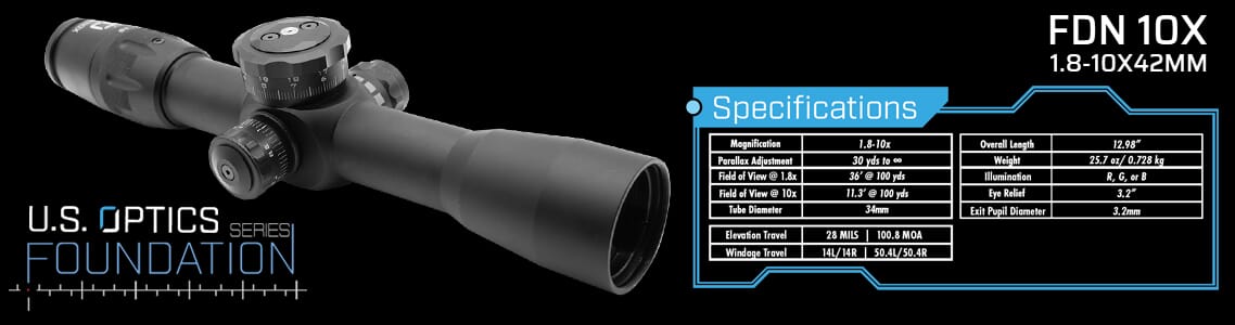 US Optics Foundation 10X Riflescopes