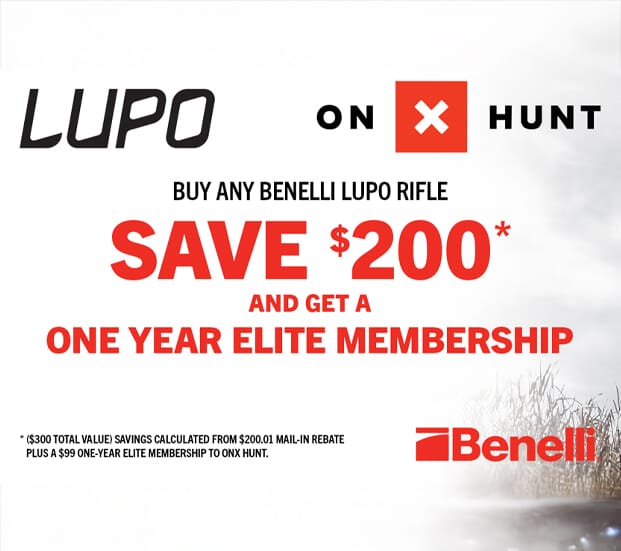 BUY A BENELLI LUPO. GET $300 IN HUNTING VALUE.