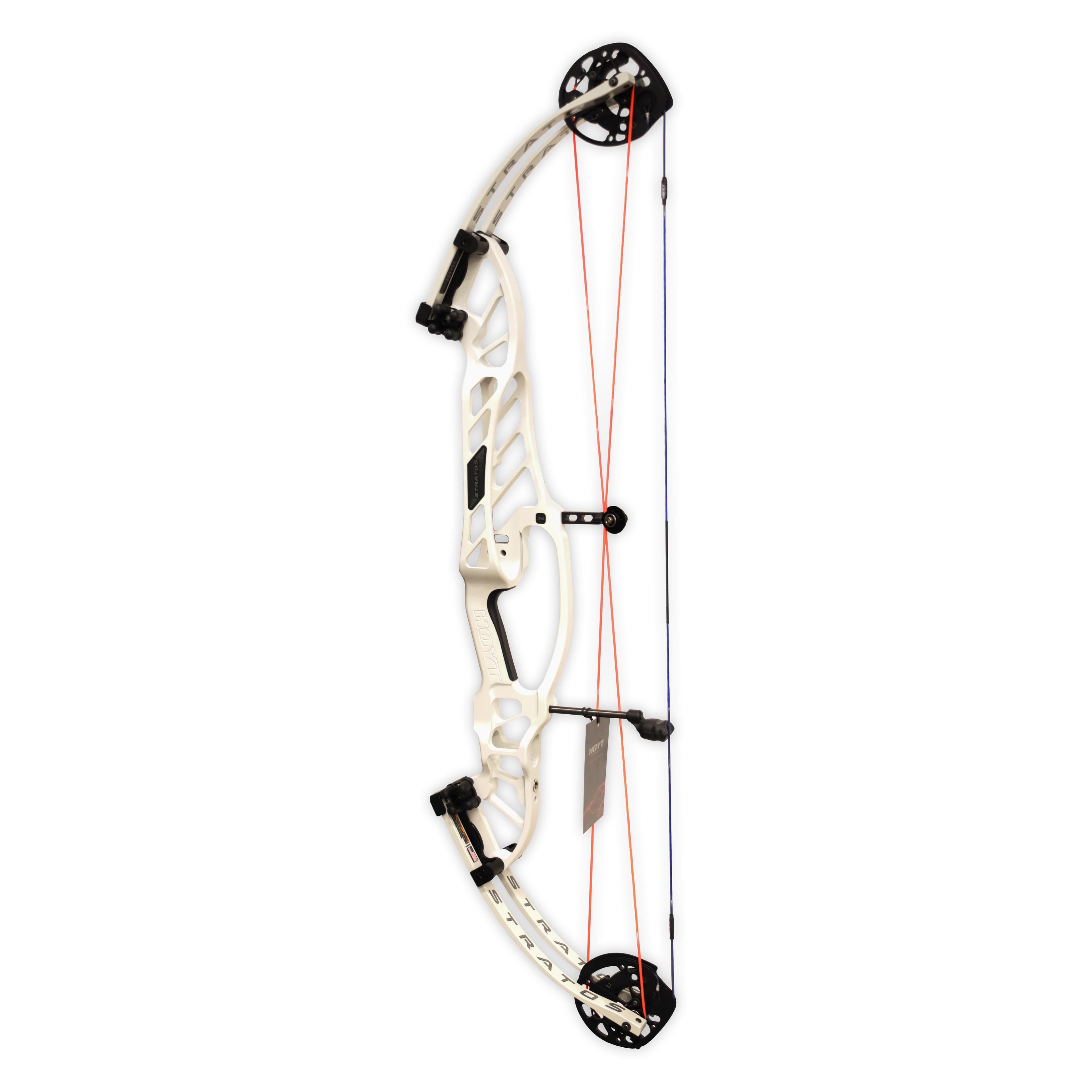 Hoyt Stratos 36 HBT White Riser/White Limbs w/Blue String &amp; Orange Cables 55-65 28.5-29.5 RH Target Bow STR36HBT-WH-RH-65-295-BLS-ORC
