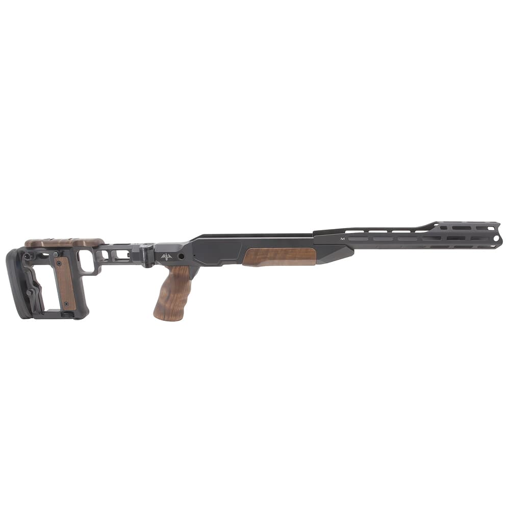 AKILA Chassis System Suitable for Blaser R8 Bolt Action Rifle w/Walnut Fittings, Folding Right RH/LH Black w/AKILA Adj. Buttstock 101ACSR8WWFR