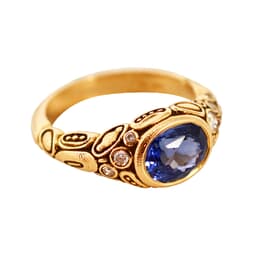 Alex Sepkus 18K and Diamond & Blue Sapphire Ring