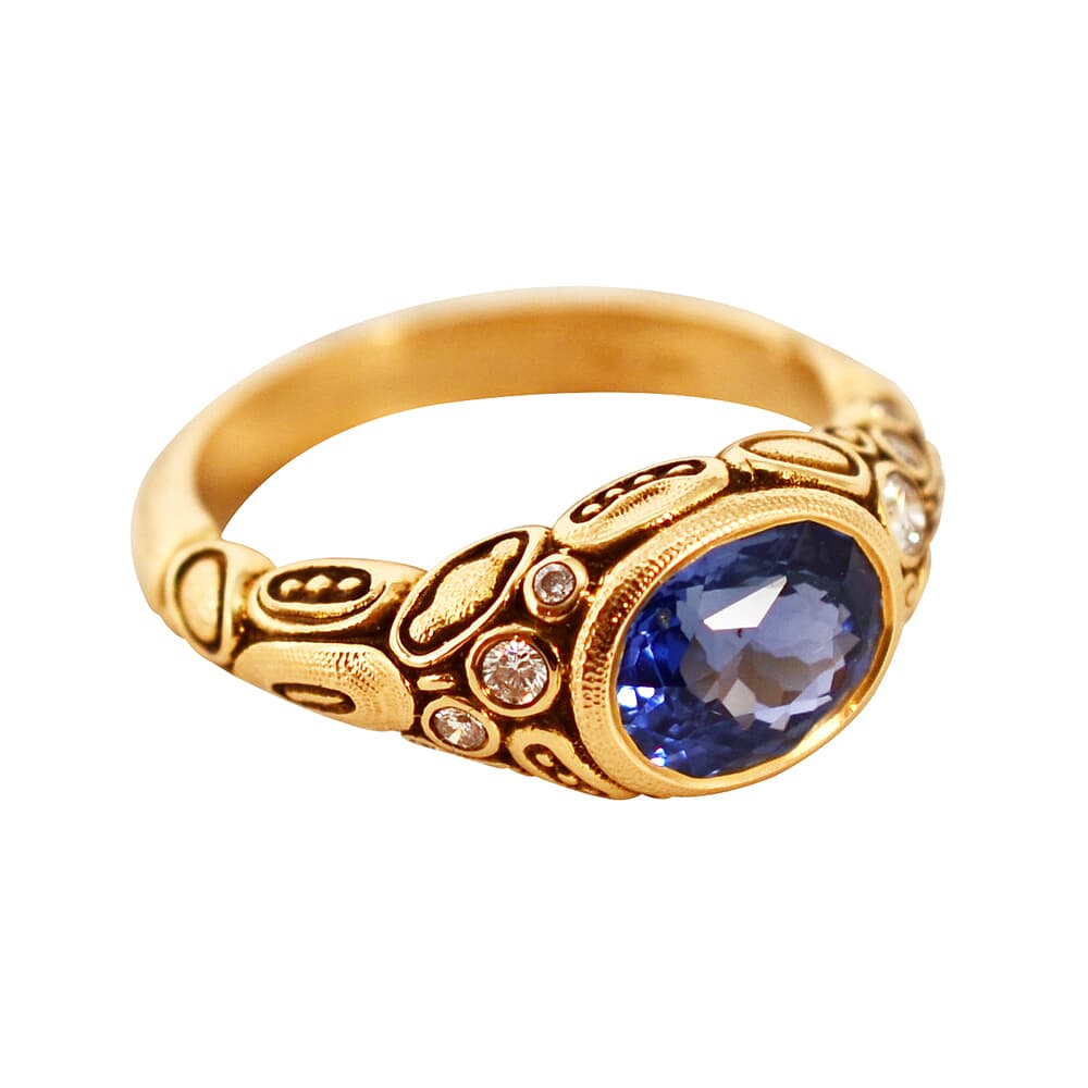 Alex Sepkus 18K and Diamond & Blue Sapphire Ring