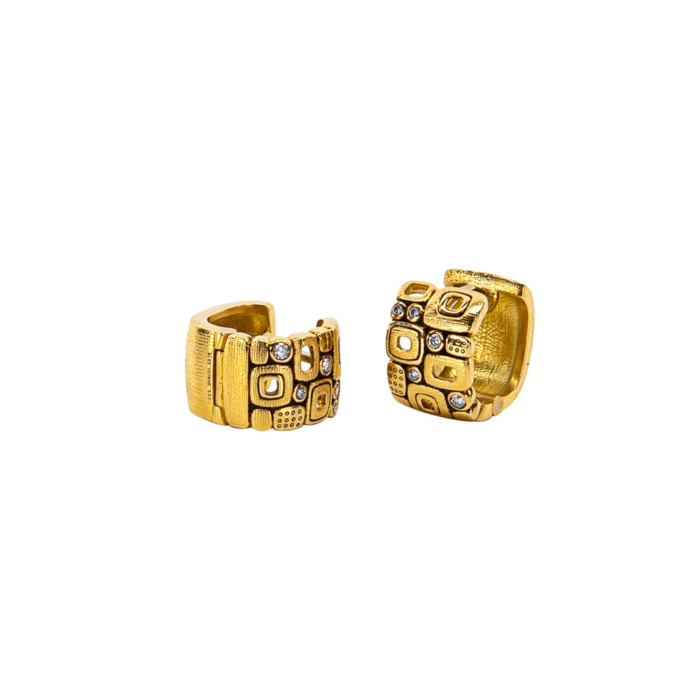Alex Sepkus 18k and Diamond "Little Windows" Huggie Earrings, 10 Diamonds (0.11ct) E-83