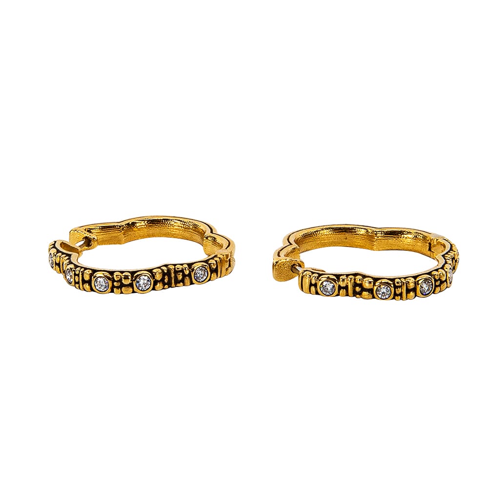 Alex Sepkus 18k and Diamond "Quatrefoil" Huggie Earrings, 10 Diamonds (0.30ct) E-233D