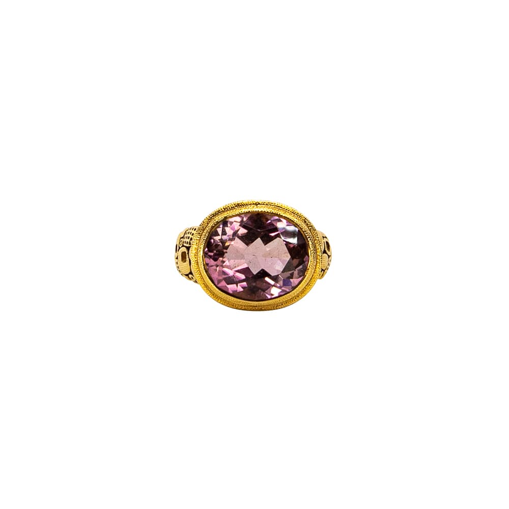 Alex Sepkus 18K, Color Center Stone and Diamond "Little Windows" Ring, Pink Tourmaline 6.69ct Center Stone and 20 Diamonds 0.40ct R-90