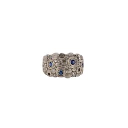 Alex Sepkus Platinum, Sapphire and Diamond "Little Windows" Dome Ring R-101PS