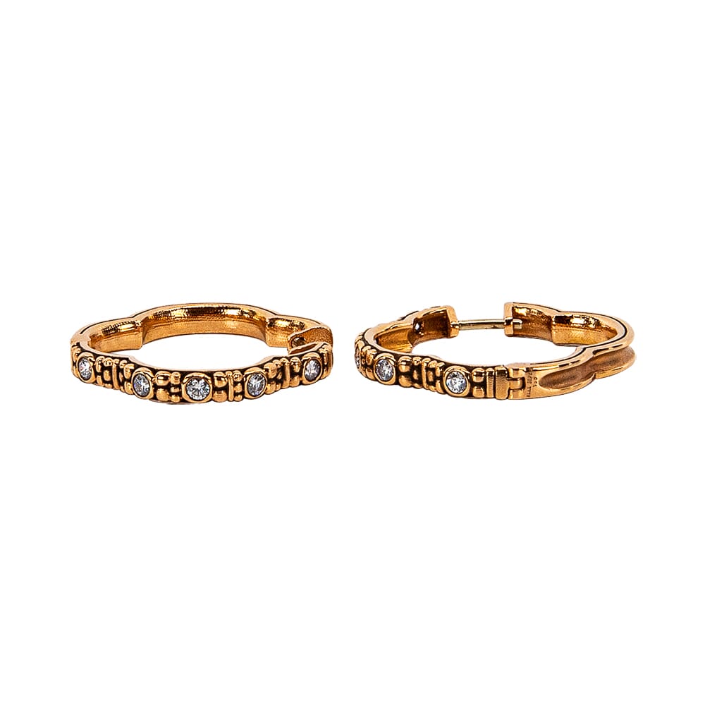 Alex Sepkus Rose Gold and Diamond "Quatrefoil" Huggie Earrings, 10 Diamonds (0.30ct) E-233RD