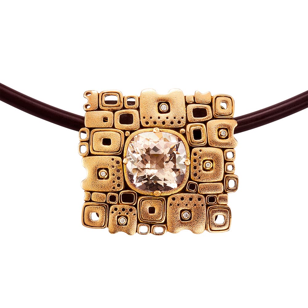Alex Sepkus 18k Silver and Diamond Square Pendant