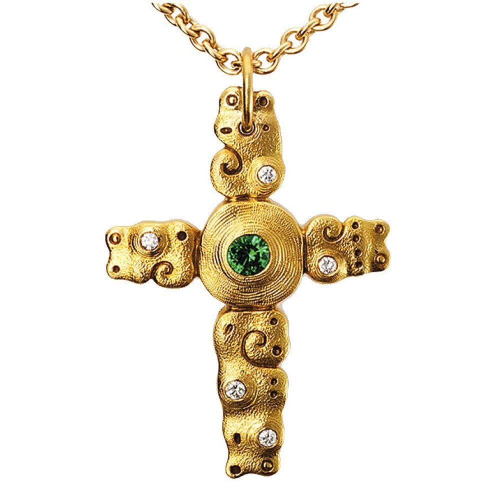 Alex Sepkus 18K, Sapphire and Diamond "Sea" Cross Pendant