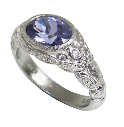Alex Sepkus Platinum Blue Sapphire & Diamond Ring