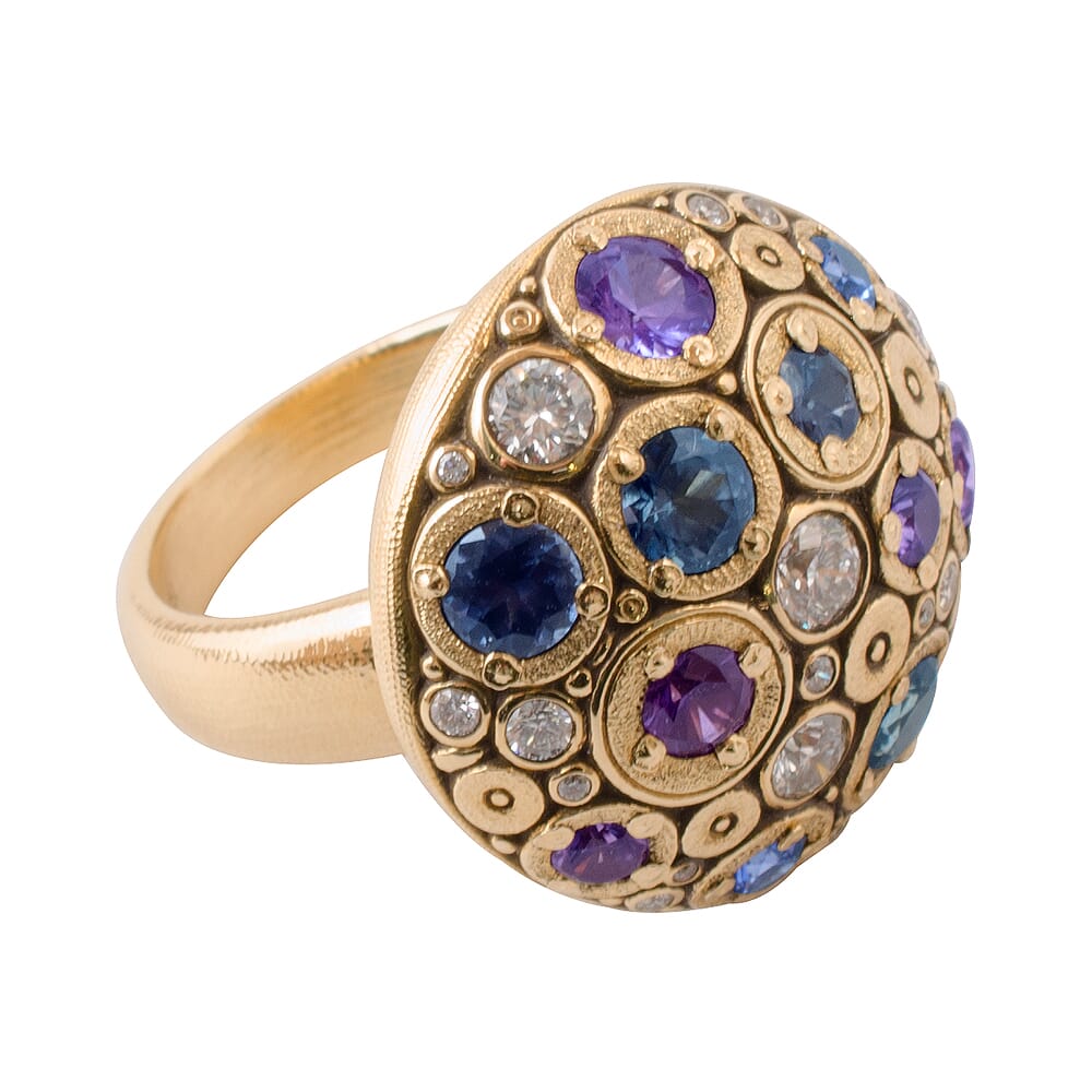 Alex Sepkus 18K Diamond and Color Stone "Blooming Hill" Ring