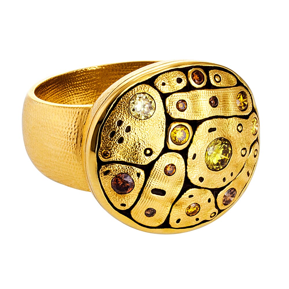 Alex Sepkus 18K and Natural Color Diamond Early Spring Ring