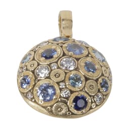 Alex Sepkus 18K Color Stone & Diamond "Blooming Hill" Pendant w/11 Blue Sapphire/Aquamarine Stones & 16 21mm Round Diamonds M-49S
