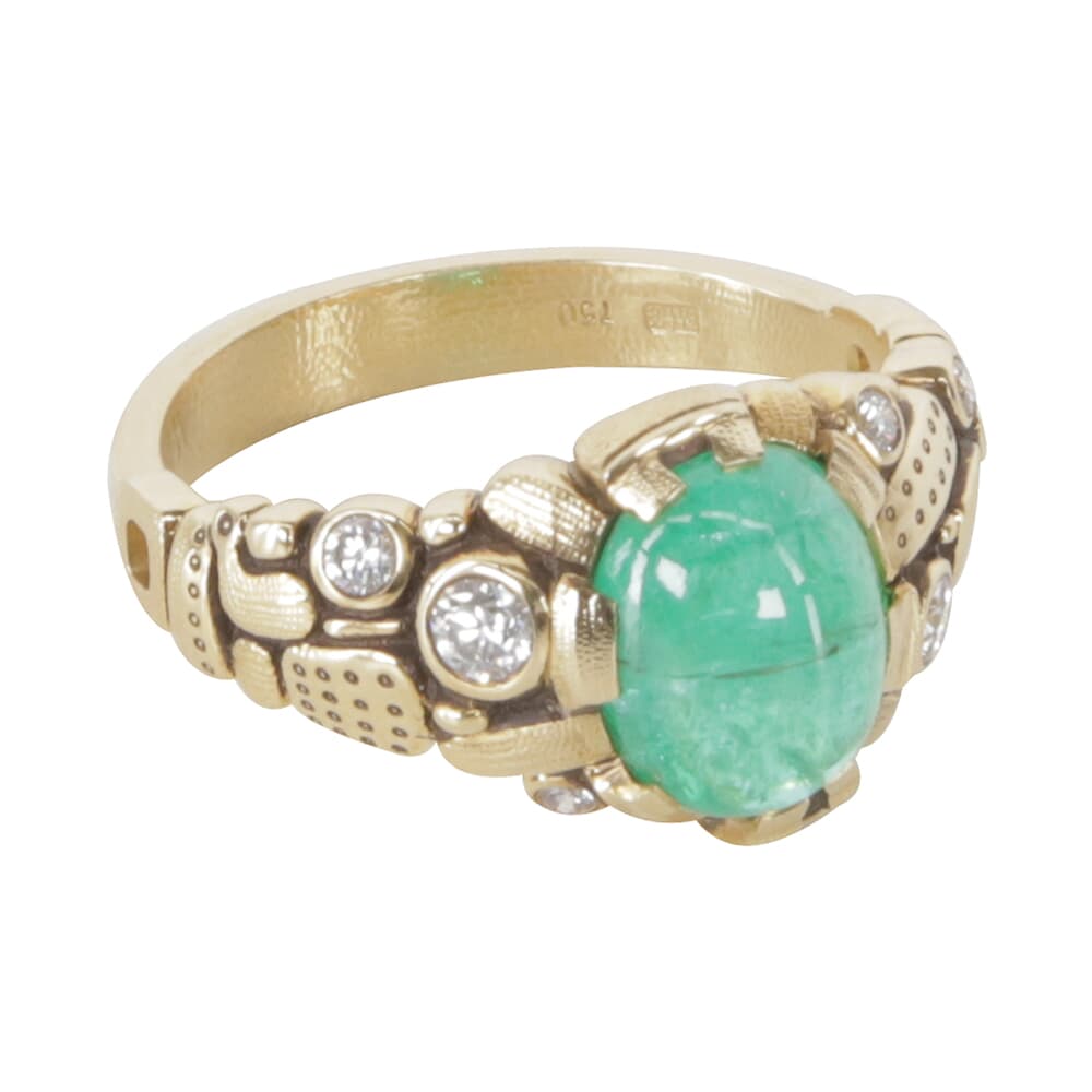 Alex Sepkus 18K Diamond and Color Center Stone &quot;Six Prong&quot; Ring with 1.96ct Paraiba Tourmaline 10x8mm Oval and 6 Diamonds (Approx. 0.20ct) R-91