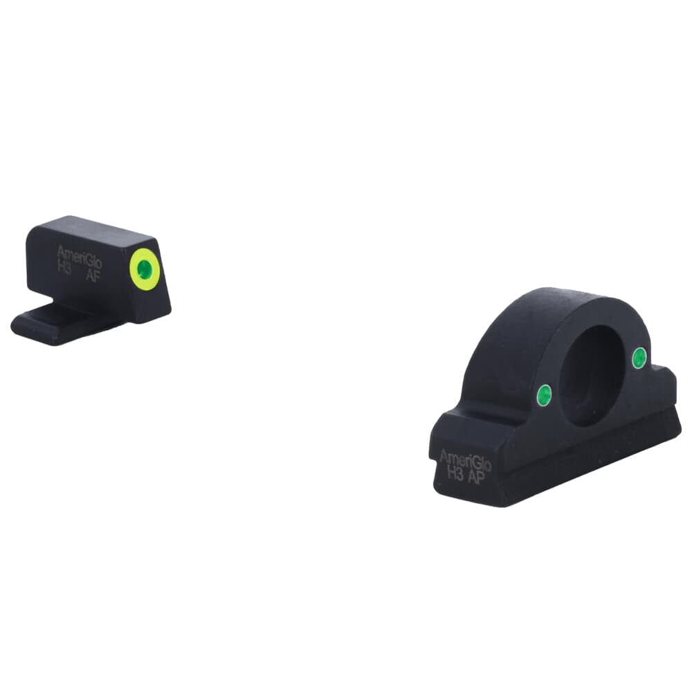 Ameriglo Ghost Ring Grn Trit w/LumiGreen Outline Front, Grn Trit Rear Night Sight for SIG (#8 Front/#8 Rear) SG-325