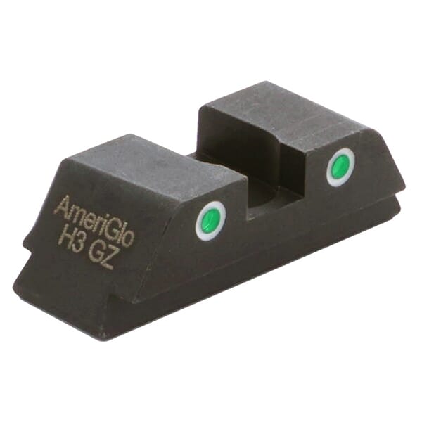 Ameriglo Classic Green Tritium 2-Dot w/White Outlines .256"H .15"W Sq Notch Rear Sight for Glock (Excl. 42,43,48) GL-113R
