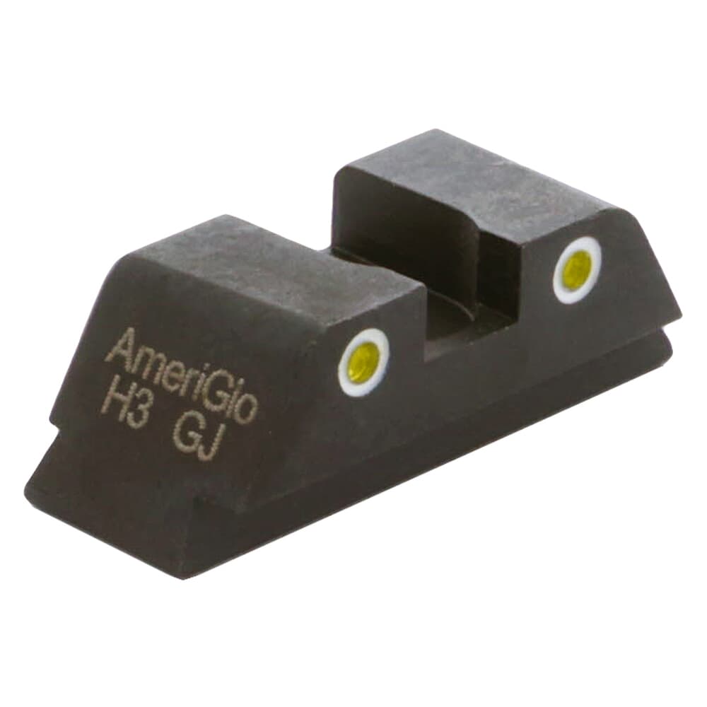 Ameriglo Classic Yellow Tritium 2-Dot w/White Outlines .272&quot;H .15&quot;W Sq Notch Rear Sight for Glock (Excl. 42,43,48) GL-121R