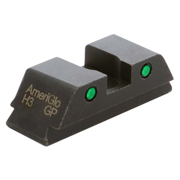 Ameriglo Classic Green Tritium 2-Dot w/Black Outlines .256"H .15"W Sq Notch Rear Sight for Glock (Excl. 42,43,48) GL-146R