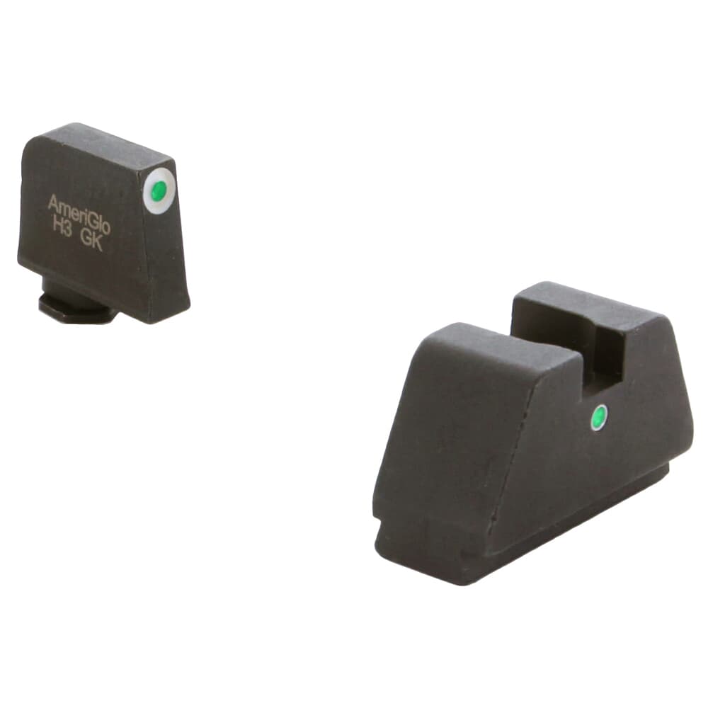 Ameriglo Optic Compatible 3XLT Grn Trit w/White Outline Front, Single Dot Grn Trit Rear .365"F .451"R Sight Set for Glock 3XL (Excl. 42,43,48) GL-193