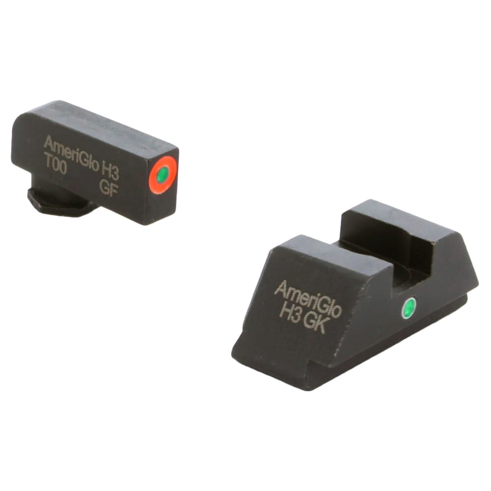 Ameriglo i-Dot Green Tritium w/Orange Outline Front, Green Single Dot Rear Night Sight Sight for Glock 42,43,43X,48 GL-205