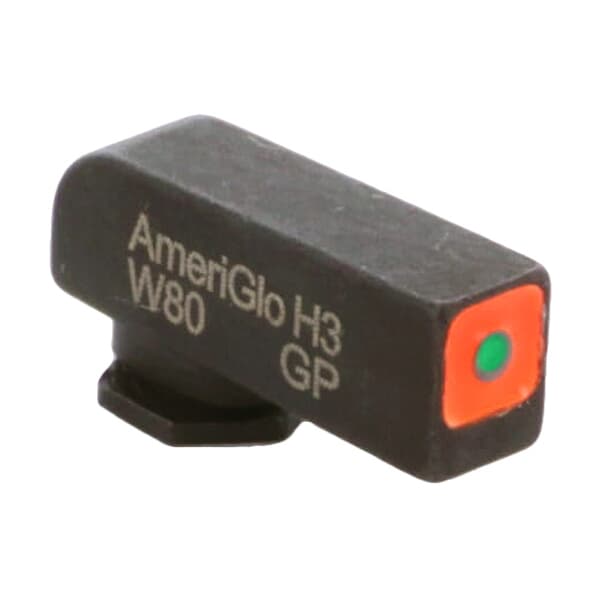 Ameriglo ProGlo Green Tritium Orange Sq Outline .18&quot;H .14&quot;W Front Sight for Glock GL-212-180-OR-Q