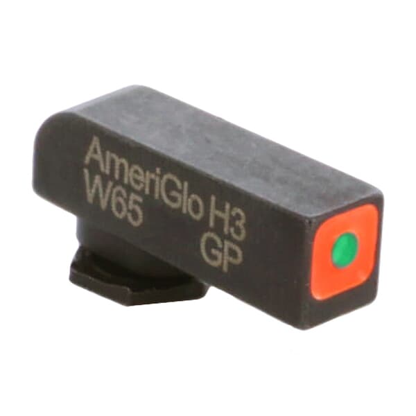 Ameriglo ProGlo Green Tritium Orange Sq Outline .165&quot;H .14&quot;W Front Sight for Glock GL-212-OR-Q