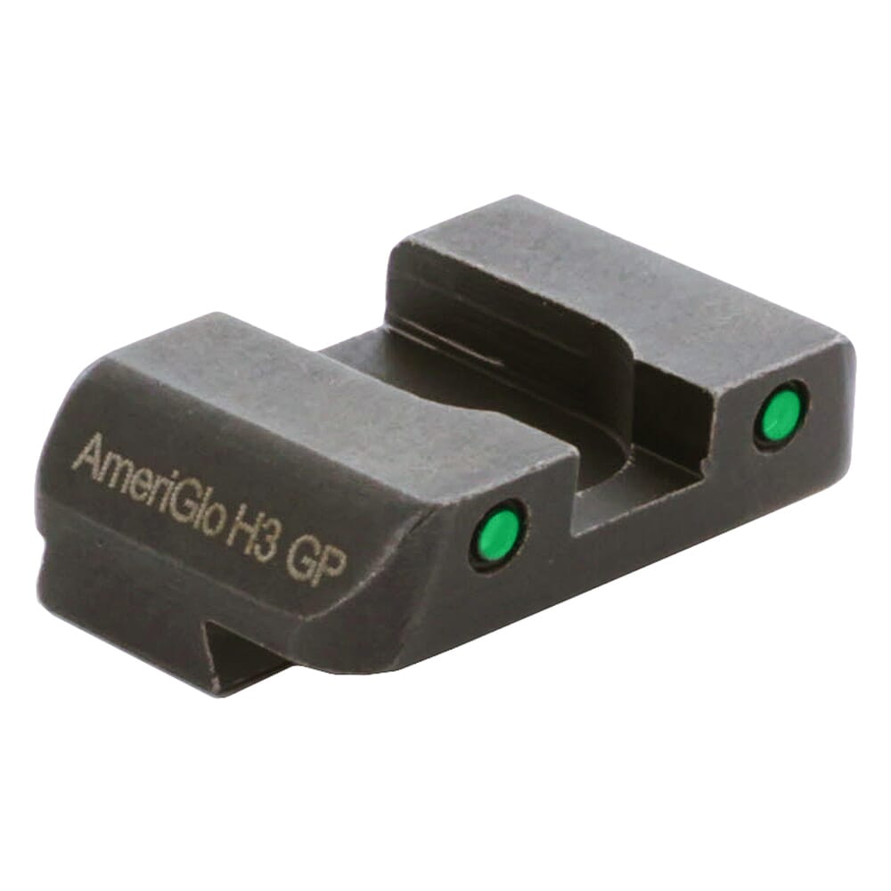 Ameriglo Pro Green Tritium 2-Dot w/Black Outlines .256"H .180 Sq Notch Rear Sight for Glock (Excl. 42,43,48) GL-227-OP-R