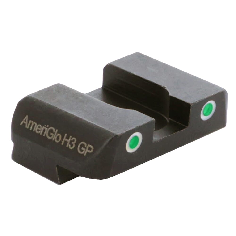 Ameriglo Pro Green Tritium 2-Dot w/White Outlines .256"H .180 Sq Notch Rear Sight for Glock (Excl. 42,43,48) GL-227R