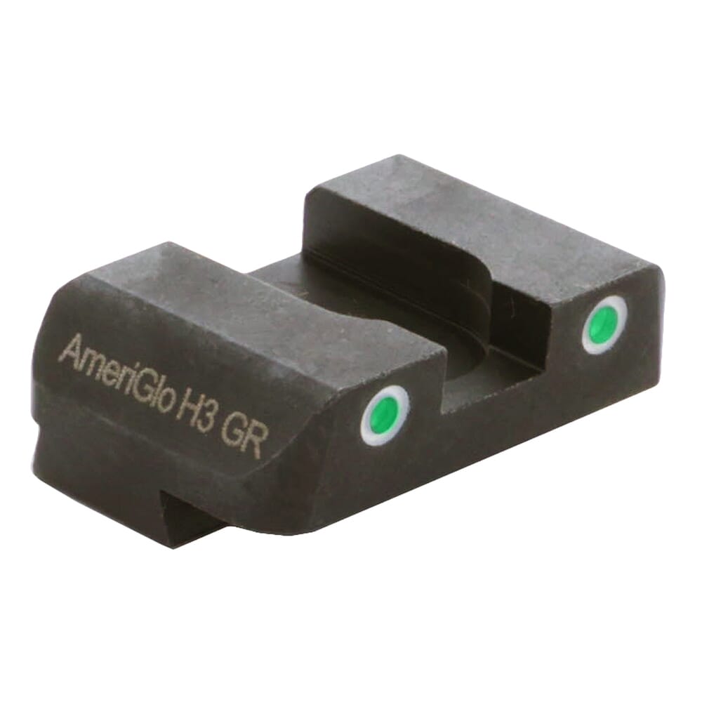 Ameriglo Pro Green Tritium 2-Dot w/White Outlines .272"H .180 Sq Notch Rear Sight for Glock (Excl. 42,43,48) GL-233R
