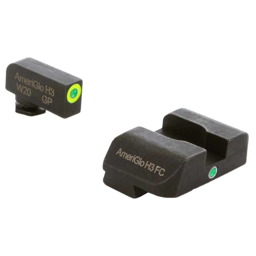Ameriglo i-Dot Green Tritium w/Orange Outline Front, Green Single Dot Rear Night Sight Sight for Glock Gen 1-4 17,19,22-24,26,27,33-35,37-39 GL-301