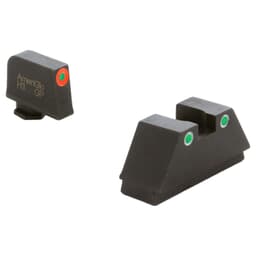 Ameriglo Optic Compatible XLT Green Trit w/Orange Outline .315"F, Green Trit w/White Outline .392"R Sight Set for Glock XL (Excl. 42,43,48) GL-331