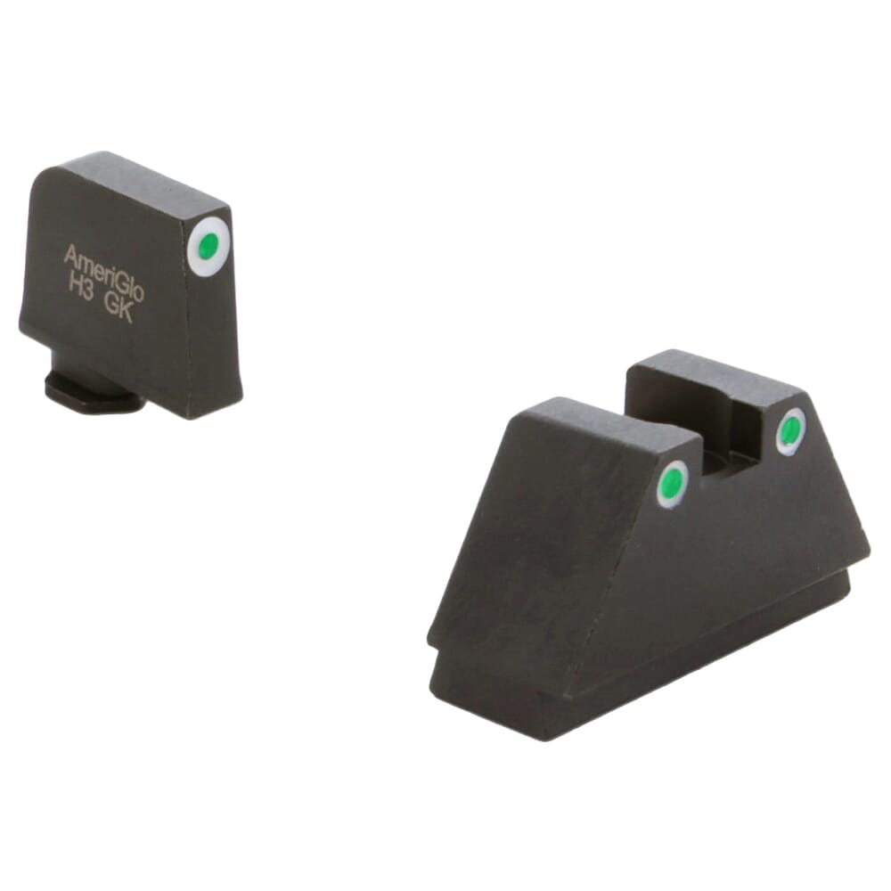 Ameriglo Optic Compatible 3XLT Green Tritium 3-Dot Sight Set w/White Outlines .365"F .451"R Sight Set for Glock 3XL (Excl. 42,43,48) GL-349