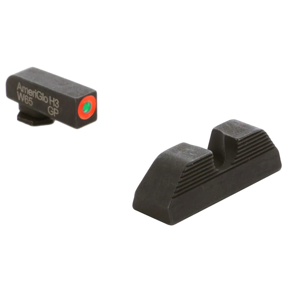 Ameriglo Protector Green Tritium w/Orange Outline Front, Black Serrated U Notch Rear Sight Set for Glock Gen 1-4 17,19,22-24,26,27,33-35,37-39 GL-353