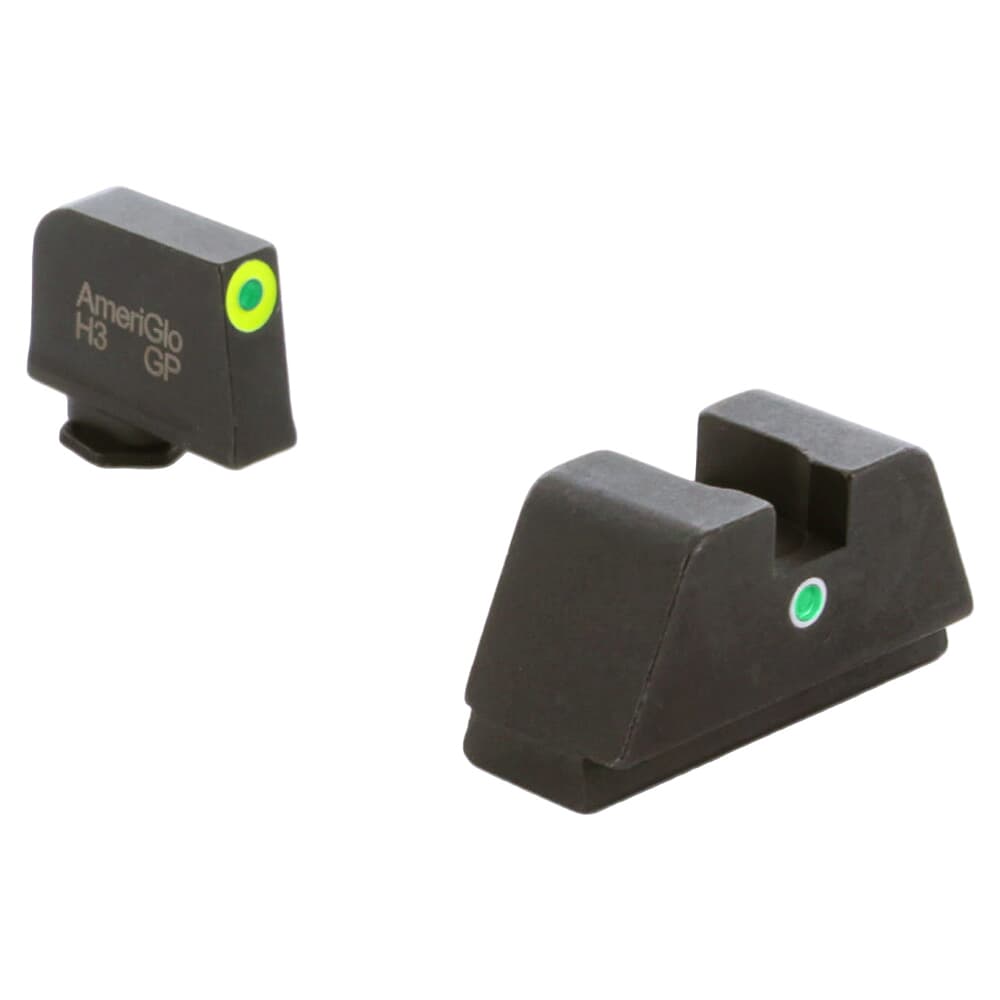 Ameriglo Optic Compatible XLT Grn Trit w/LumiGreen Outline Front Single Dot Grn Trit Rear .315&quot;F .394&quot;R Sight Set for Glock XL (Excl. 42,43,48) GL-391