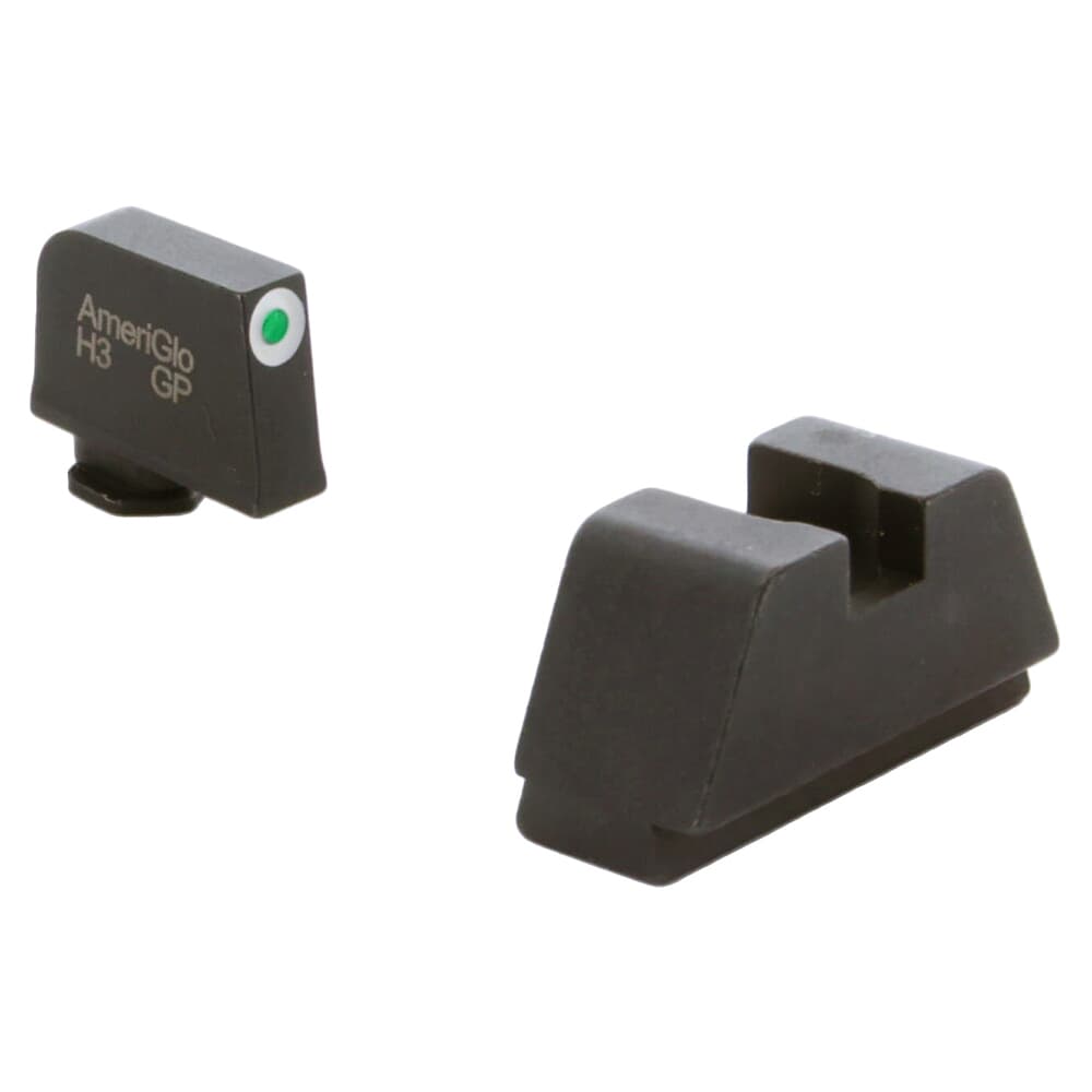 Ameriglo Optic Compatible XLT Green Tritium w/White Outline .315&quot;F Flat Black .394&quot;R Sight Set for Glock XL (Excl. 42,43,48) GL-411