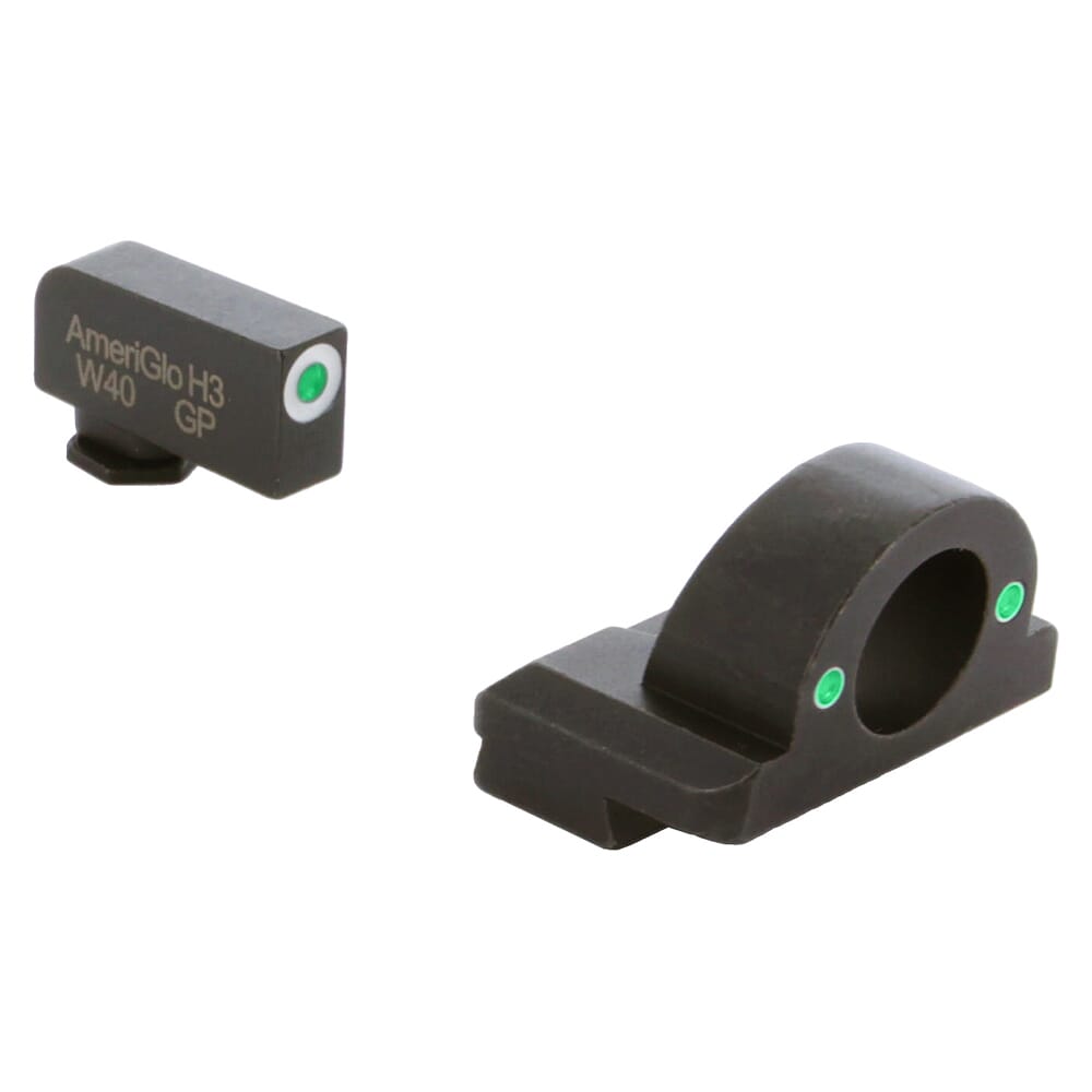 Ameriglo Ghost Ring Grn Trit w/White Outline Front, Grn Trit Rear Night Sight for Glock 42,43,43X,48 GL-4125