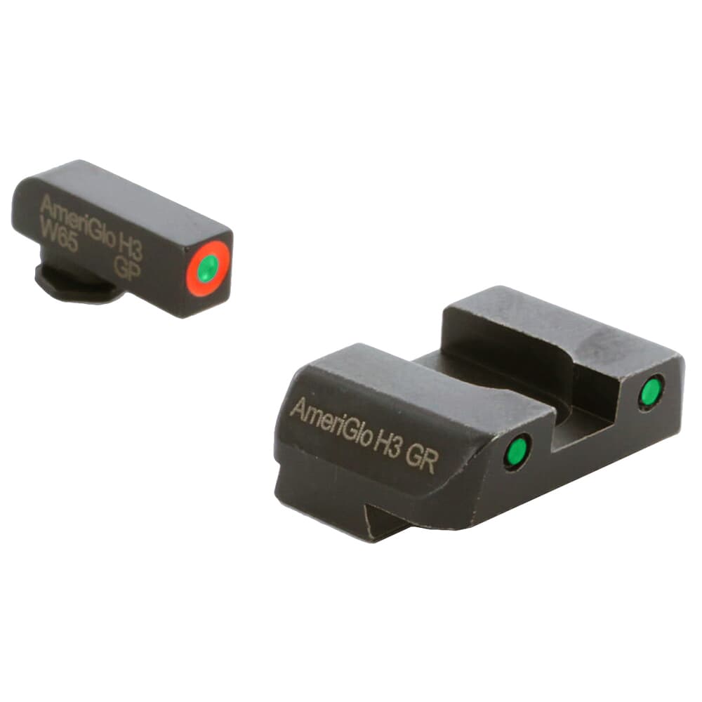 Ameriglo Spartan Grn Trit w/Org Outline Front, Grn Trit w/Blk Outline Rear 3-Dot Night Sight for Glock 20,21,29-32,36,40,41 GL-448