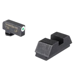 Ameriglo Optic Compatible L Tall Grn Trit w/White Outline .220"F, Plain Black .295"R Sight Set for Glock GL-480
