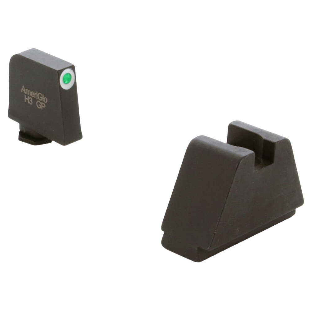 Ameriglo Optic Compatible 5XLT Green Tritium w/White Outline .407"F, Flat Black .507"R Sight Set for Glock 5XL (Excl. 42,43,48) GL-482