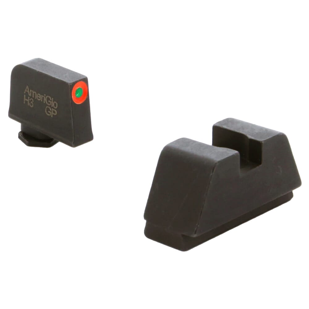Ameriglo Optic Compatible XLT Green Tritium Orange Outline .315"F Flat Black .394"R Sight Set for Glock XL (Excl. 42,43,48) GL-511