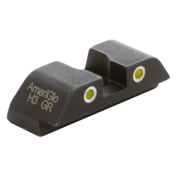 Ameriglo Classic Yellow Tritium 2-Dot w/White Outlines .24"H .15"W Sq Notch Rear Sight for Glock (Excl. 42,43,48) GL-5113R