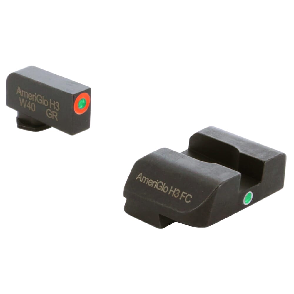 Ameriglo i-Dot Green Tritium w/Orange Outline Front, Green Single Dot Rear Night Sight Sight for Glock Gen5 9/40 GL-5201