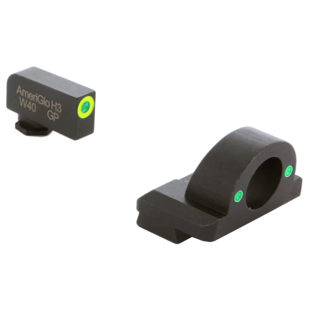Ameriglo Ghost Ring Green Tritium w/LumiGreen Outline Front, Green Tritium Rear Night Sight for Glock Gen5 9/40 GL-5325