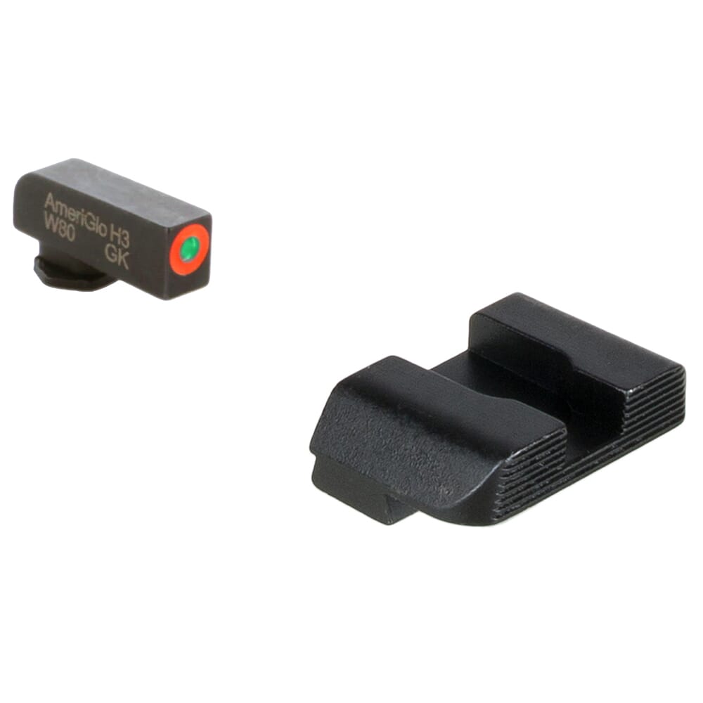 Ameriglo Protector Green Tritium w/Orange Outline Front, Black Serrated Rear Sight Set for Glock Gen5 9/40 GL-5433