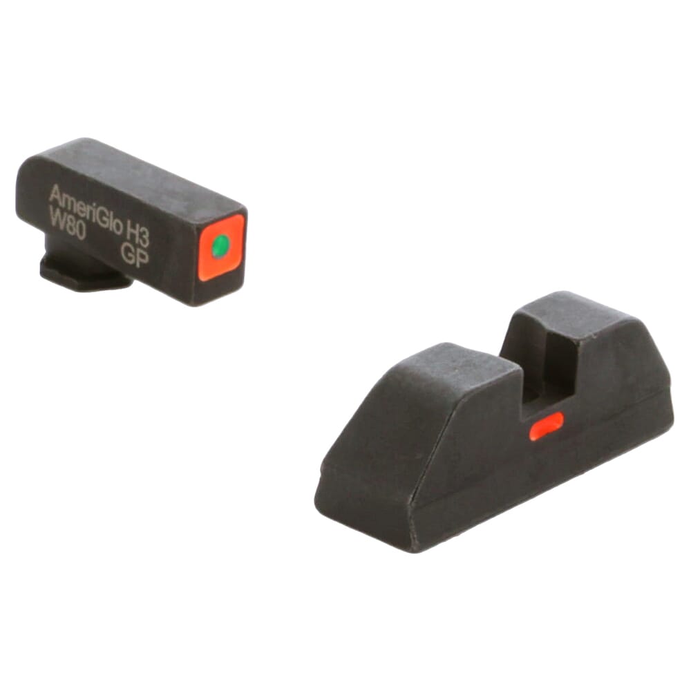 Ameriglo CAP Green Tritium Orange Sq Outline Front, Orange Line Non-Trit Rear Sight Set for Glock Gen5 9/40 GL-5616