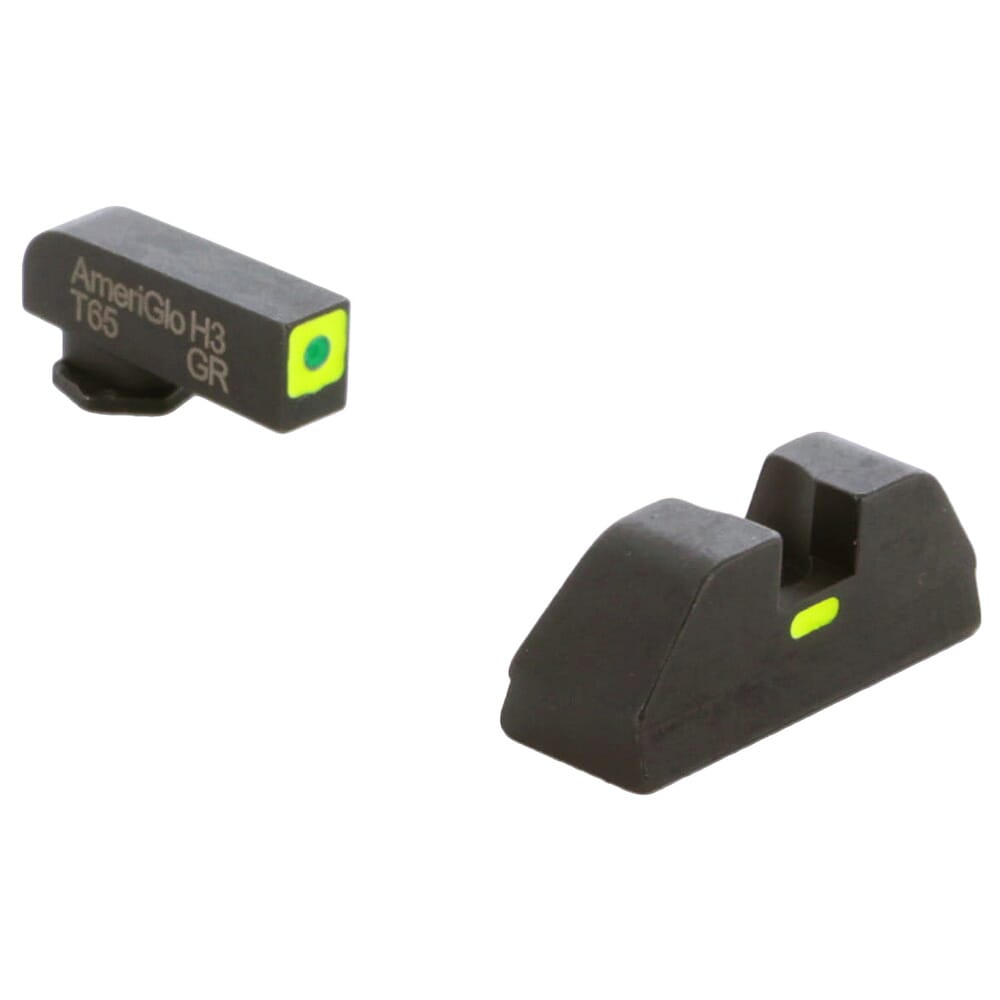 Ameriglo CAP Green Tritium LumiGreen Sq Outline Front, LumiGreen Line Non-Trit Rear Sight Set for Glock 42,43,43X,48 GL-605