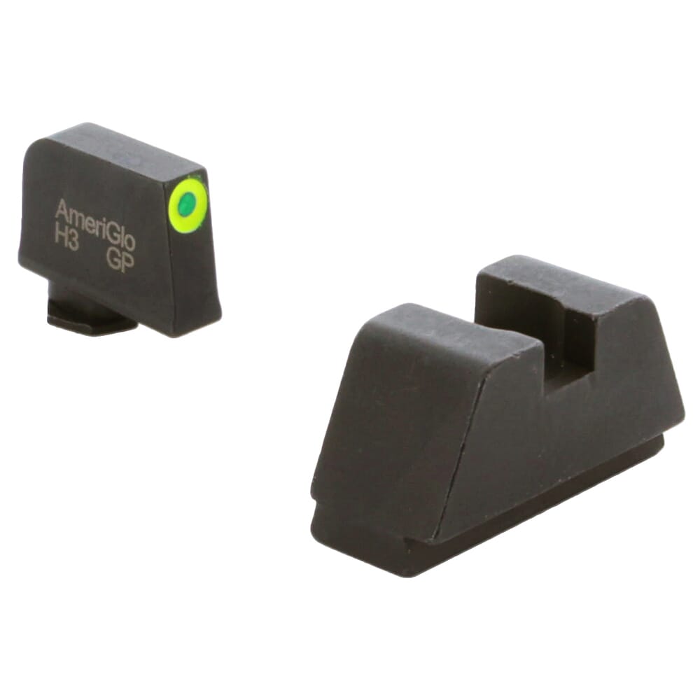 Ameriglo Optic Compatible XLT Green Tritium w/LumiGreen Outline .315"F Flat Black .394"R Sight Set for Glock XL (Excl. 42,43,48) GL-611