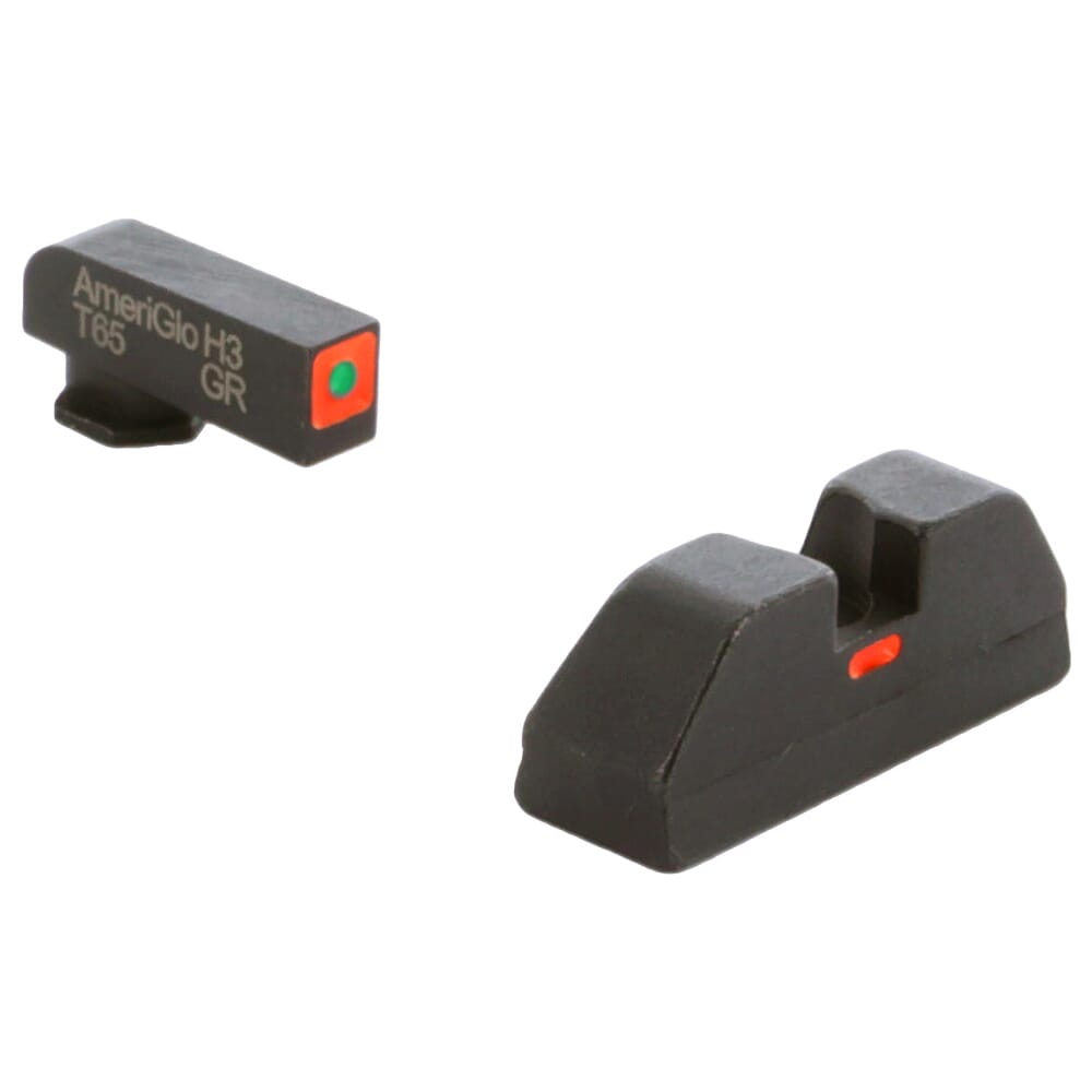 Ameriglo T-CAP Green Tritium Orange Sq Outline Front, Orange Line Non-Trit Rear Sight Set for Glock 20,21,29-32,36,40,41 GL-627